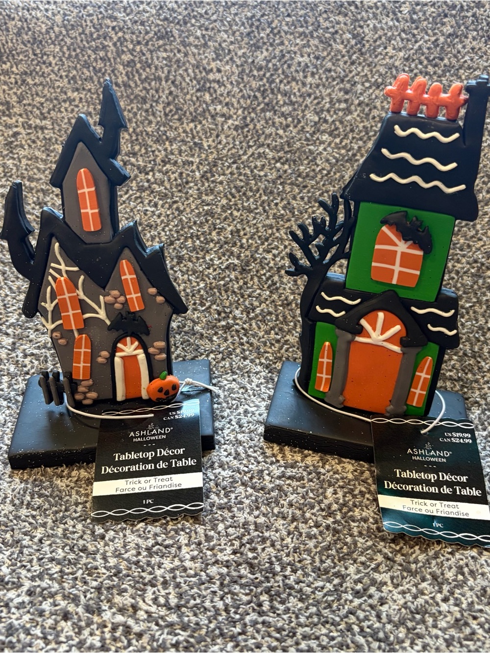 Ashland Orange, Black & Green Haunted House Tabletop Decorations (Set of 2)